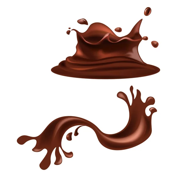 Salpicaduras de chocolate marrón — Vector de stock