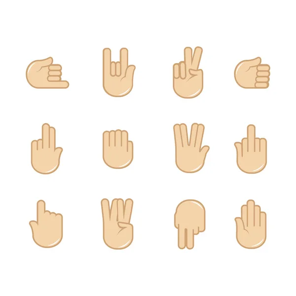 Zestaw ikon gestów dłoni — Wektor stockowy