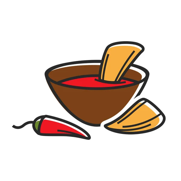Plongée chaude avec des nachos — Image vectorielle