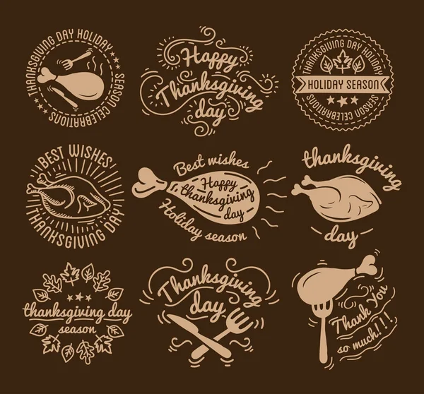 Set de etiquetas de Día de Acción de Gracias — Archivo Imágenes Vectoriales