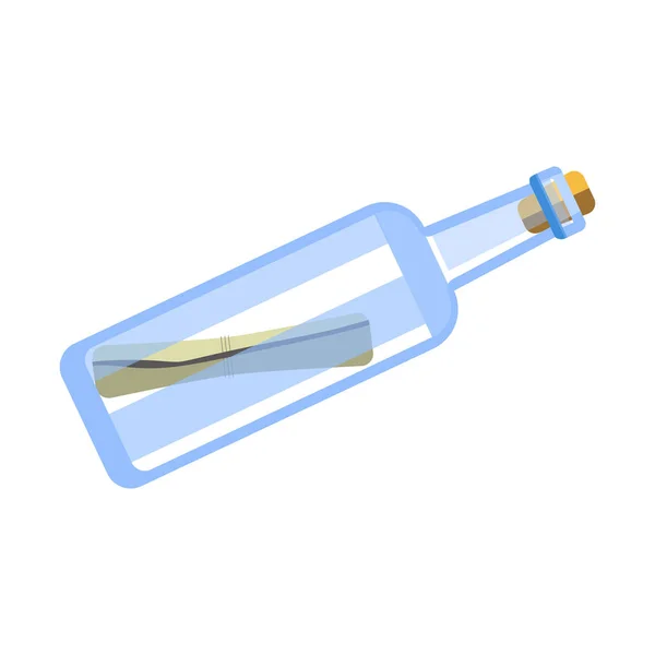 Nota em garrafa de vidro transparente — Vetor de Stock