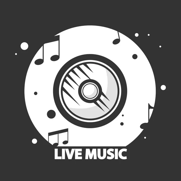 Logotipo de música ao vivo preto e branco — Vetor de Stock