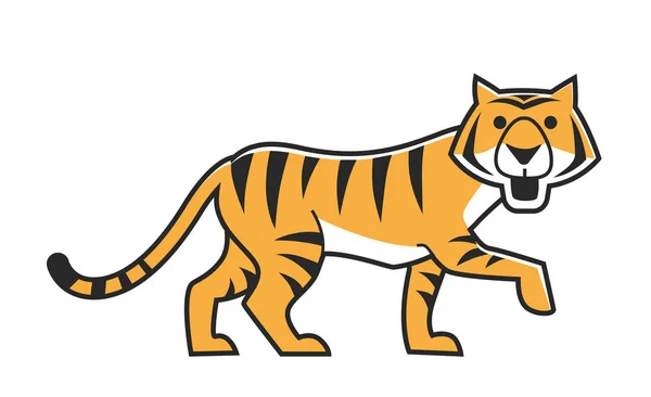 Lindo tigre de rayas grandes — Vector de stock