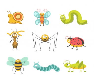 Neşeli facesisolated ile komik böcekler 