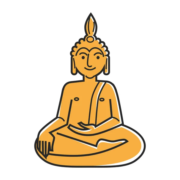 Estatua de buddha amarillo — Vector de stock