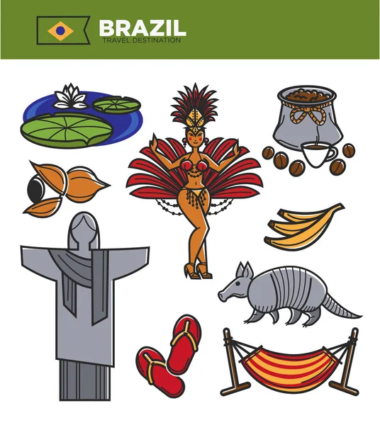 Brazil tourism travel landmarks — Stock Vector