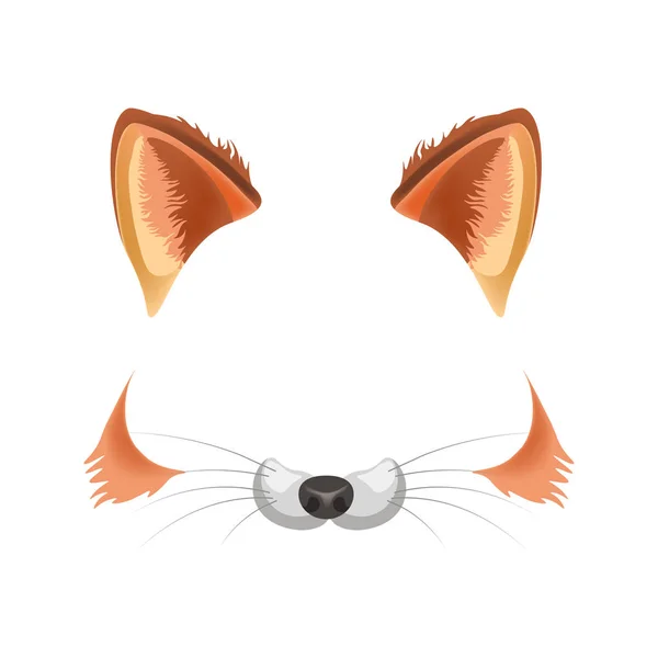 Modelo de filtro de rosto animal Fox —  Vetores de Stock