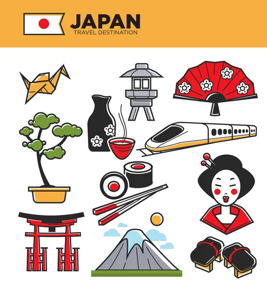 Japón viajes famosos lugares de interés — Archivo Imágenes Vectoriales