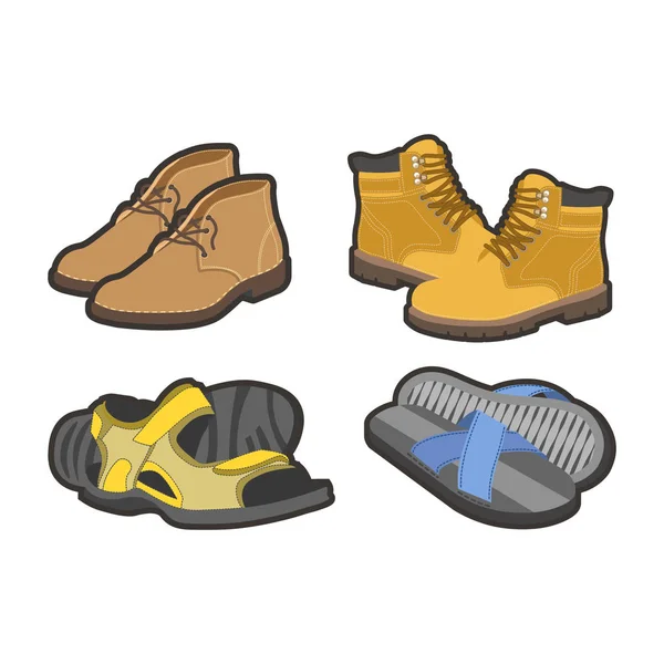 Hombres zapatos tipos — Vector de stock