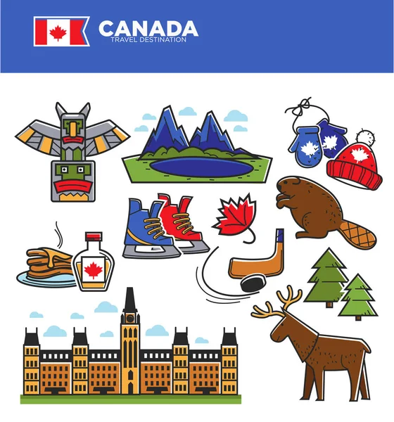 Kanada turizmus utazás tereptárgyak — Stock Vector