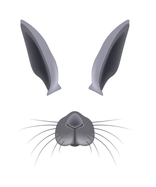 Bunny animal face filter template — Stock Vector