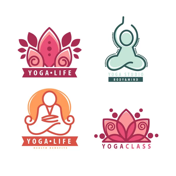 Conjunto de monogramas y logotipos de yoga . — Vector de stock