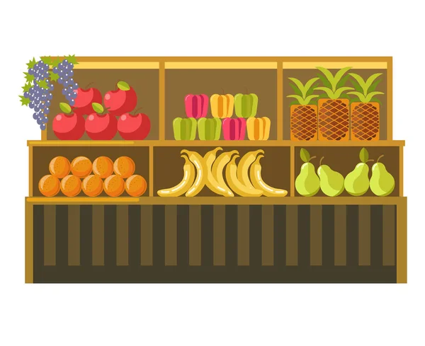 Fruit stand teller — Stockvector
