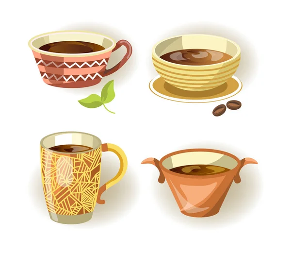 Tazas, tazas y cuencos iconos — Vector de stock