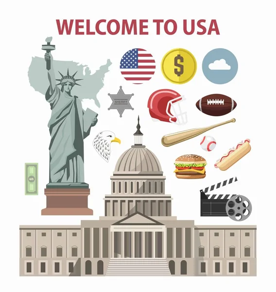 ABD seyahat veya Amerika turizm simgeler