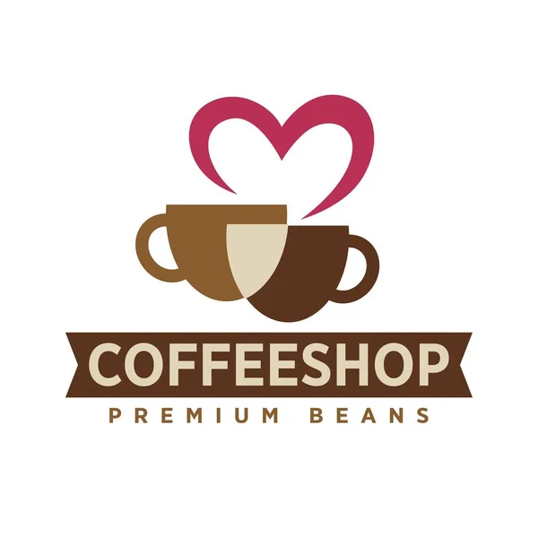 Coffeeshop mit Premium-Bohnen-Logo — Stockvektor
