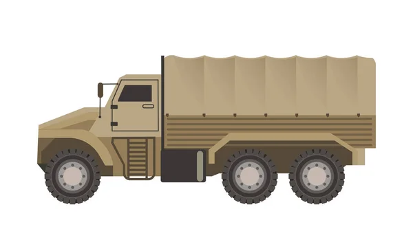 Truk militer dengan korpus padat beige - Stok Vektor