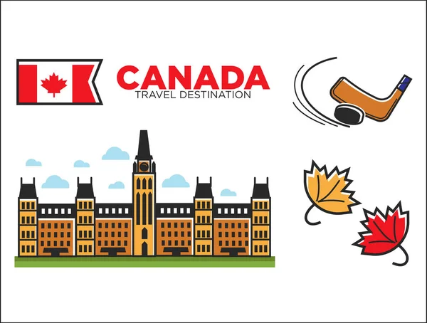 캐나다 여행 목적지 ptomotional 포스터 — 스톡 벡터