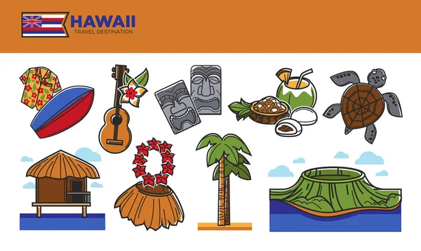 Рекламный плакат о путешествиях по Гавайям — стоковый вектор