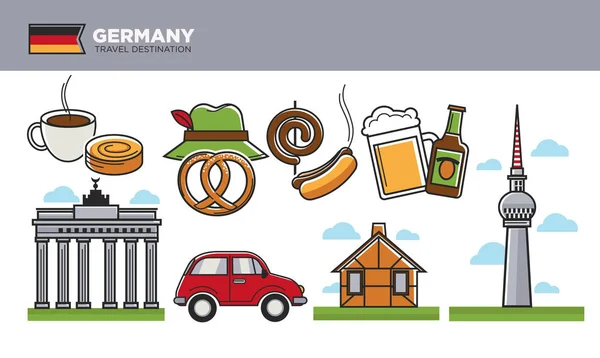 Německá cestovní cíl Propagační plakát — Stockový vektor