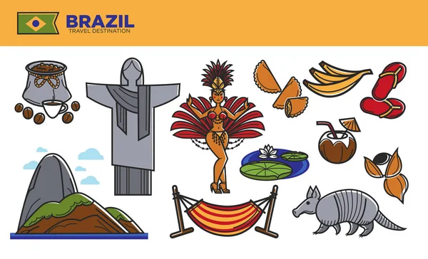 Brazil travel destination promotional poster — Stock Vector