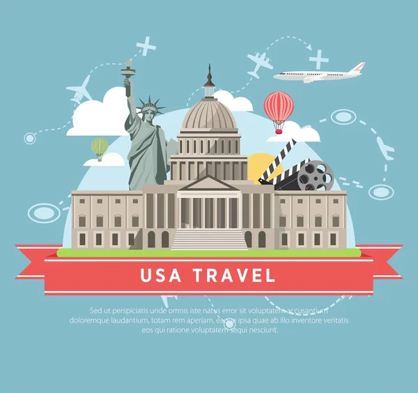 USA travel promotional poster — Stock Vector