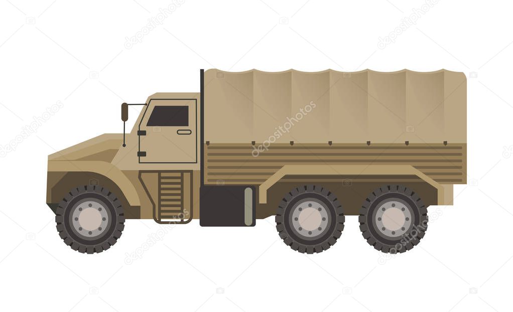 Military truck with beige solid corpus 