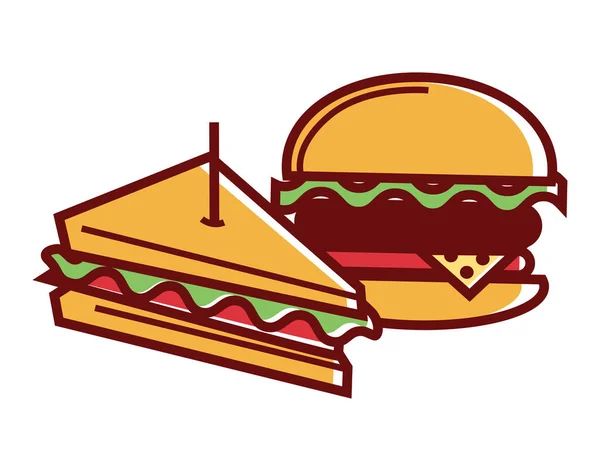 Domácí sendvič a hamburger — Stockový vektor