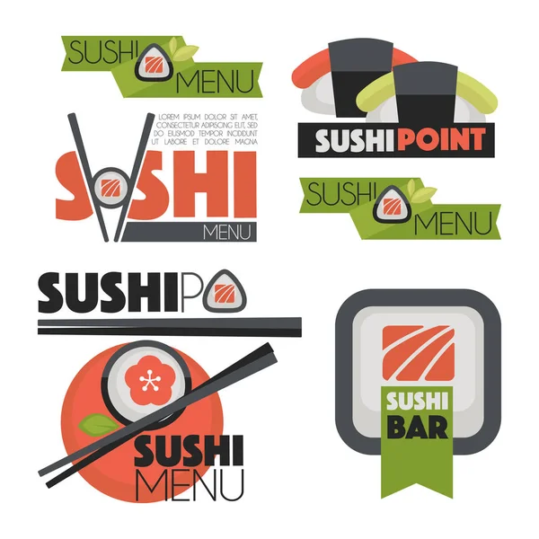 Colección de logos sushi — Vector de stock
