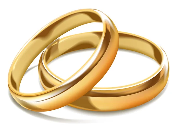 Ouro brilhante simples alianças de casamento —  Vetores de Stock