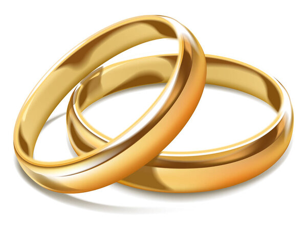 Gold shiny simple wedding rings