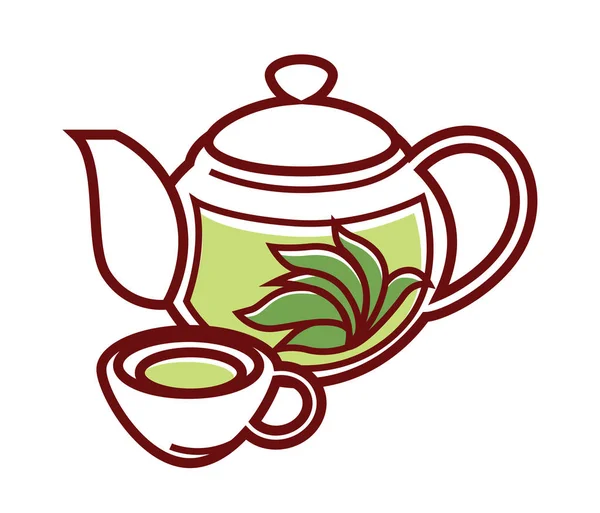 Bule com chá de ervas — Vetor de Stock