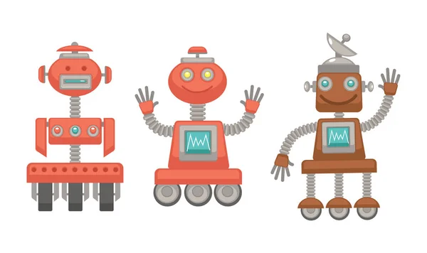 Robots mecánicos de metal — Vector de stock