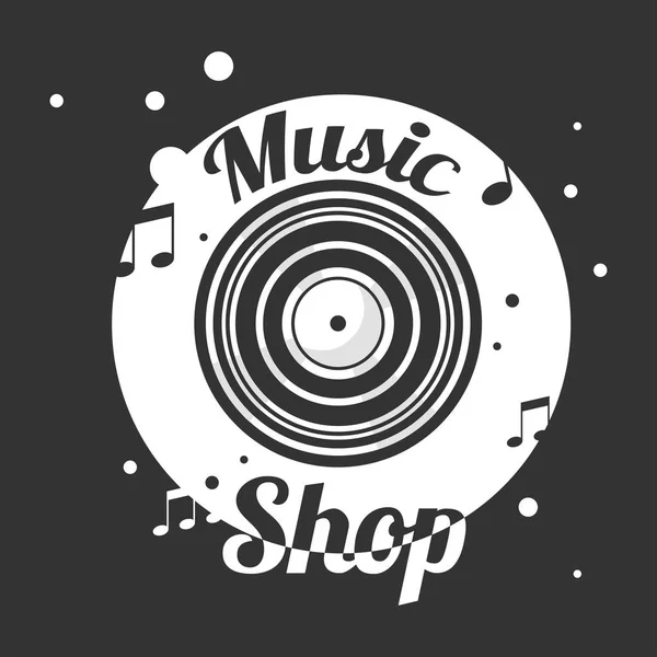 Emblema de la tienda de música — Vector de stock