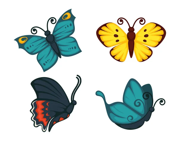 Ilustración de mariposas vívidas — Vector de stock