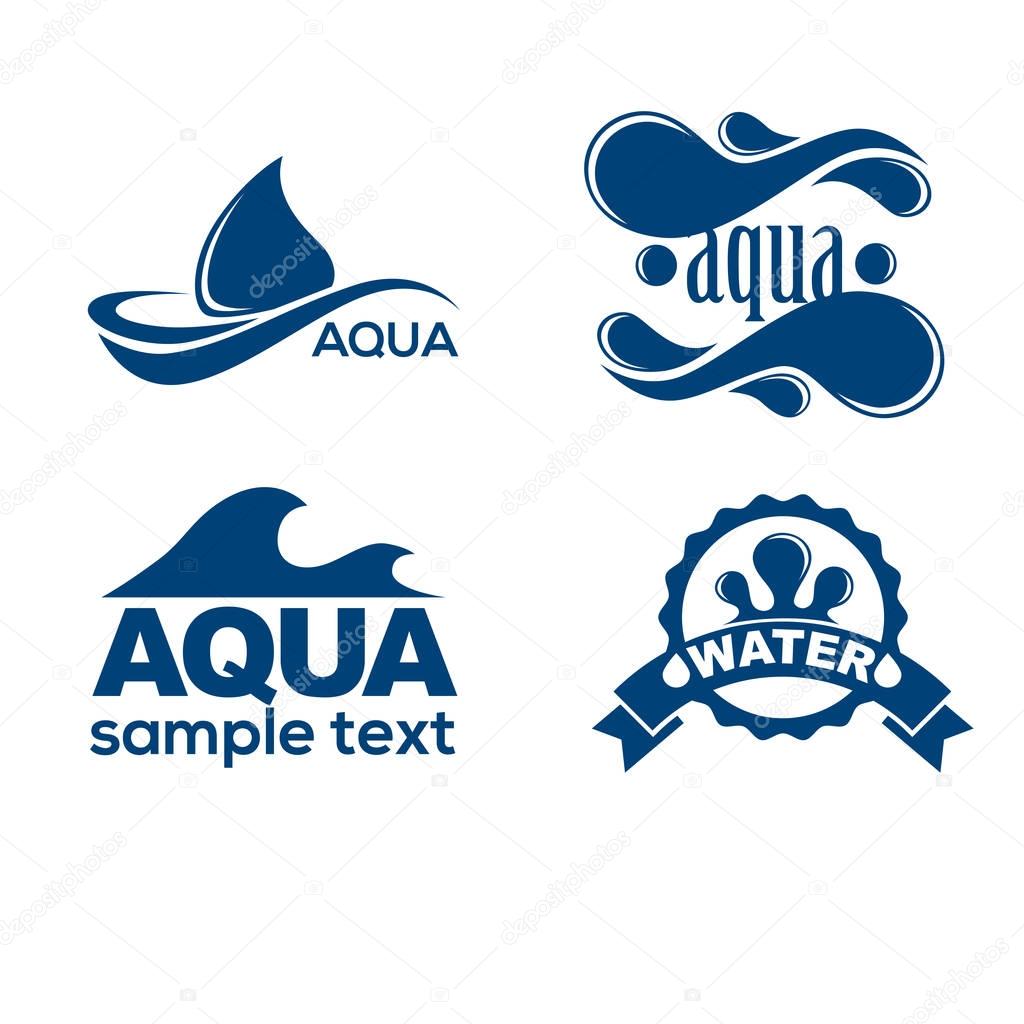 Blue logos set