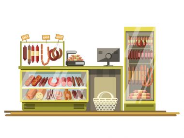 Kasaplık sosis Dükkanı sayaç süpermarket 