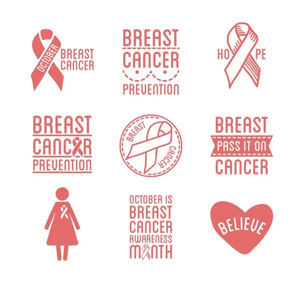 Logotipos de cáncer de mama — Vector de stock