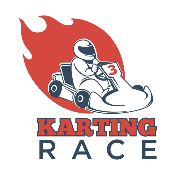 Karting race logo met chauffeur — Stockvector