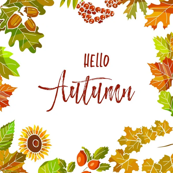 Witam jesień plakat z kolorowych liści — Wektor stockowy