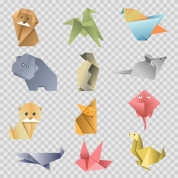Origami paper animals — Stock Vector