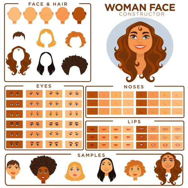 Woman face avatar constructor templates — Stock Vector