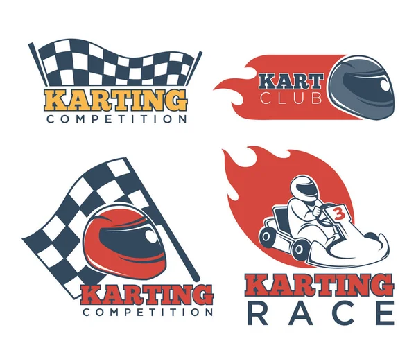 Ensemble d'emblèmes de club de course de karting — Image vectorielle