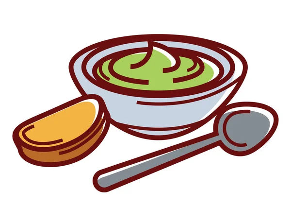 Avocado paste in bowl — Stock Vector