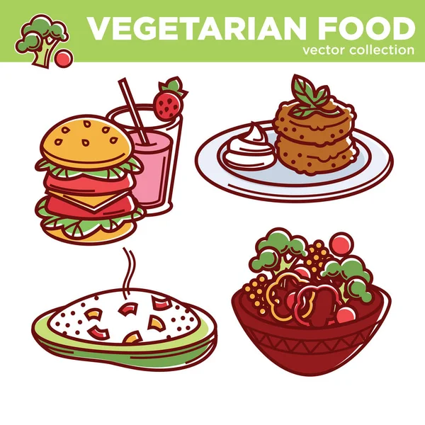 Coleta de alimentos vegetarianos — Vetor de Stock