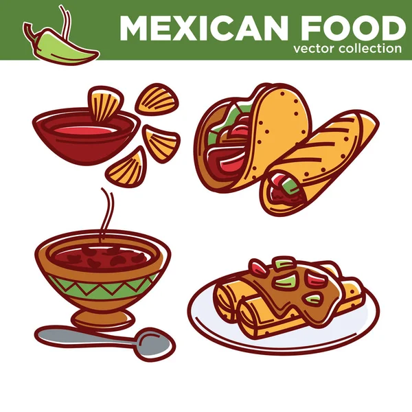 Recolección de alimentos mexicanos — Vector de stock