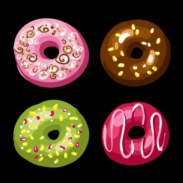 Reihe von leckeren Donuts — Stockvektor