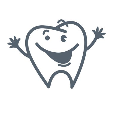 Tooth with friendly facial expression   clipart