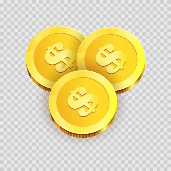 Monedas doradas brillantes — Vector de stock