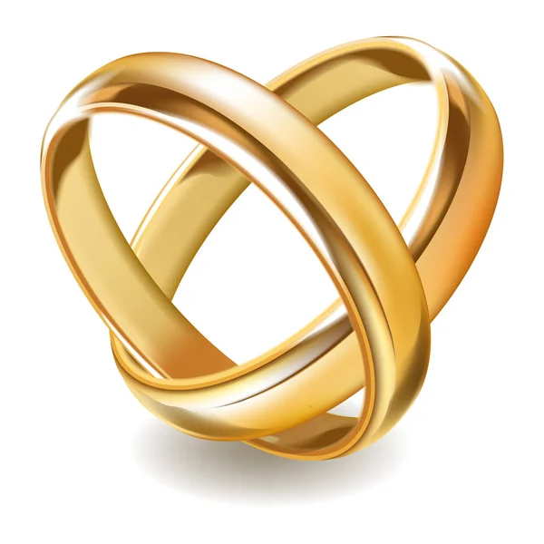 Anéis de casamento de ouro brilhante emaranhado — Vetor de Stock